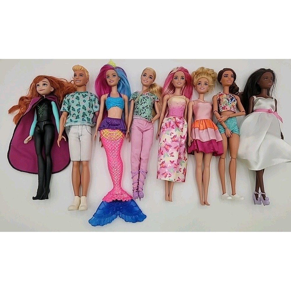 8 Various Barbie/other Fashion Doll Mixed Lot 2013 Anna Ken Mermaid African Amer - Picture 2 of 6